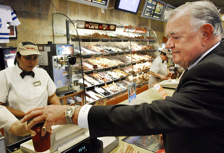 Ron Joyce, co-founder of Tim Hortons, is shown in an Oct.20, 2006 file photo. Joyce faces a civil suit alleging he sexually assaulted his sometime lover four years ago. Joyce claims he's the victim of a "blatant'' extortion attempt.