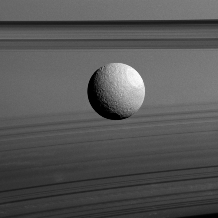 Saturn's moon Tethys .