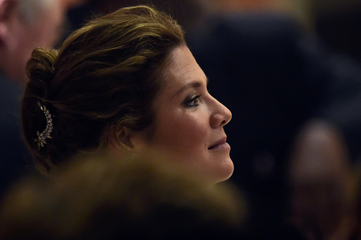 Sophie Gregoire, wife of Canadian Prime Minister Justin Trudeau, listens to speeches during a dinner at the Corinthia Palace Hotel in Attard during the Commonwealth Heads of Government Meeting (CHOGM) on November 27, 2015 near Valletta, Malta. 
