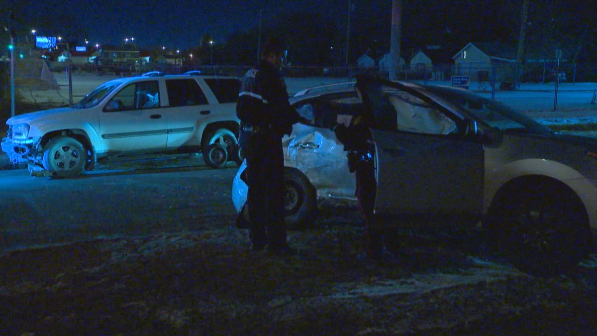 Police seize loaded rifle, arrest one person after a stolen vehicle crashes in Saskatoon Friday morning.