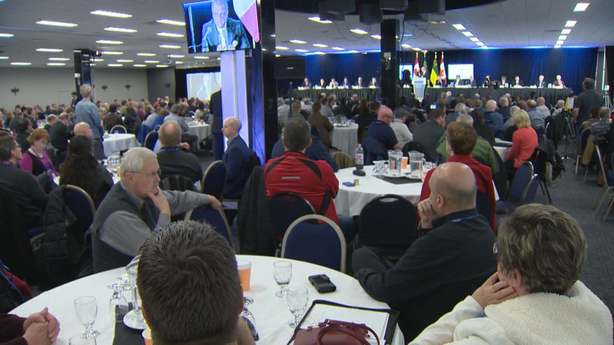 A packed hall of delegates from across Saskatchewan  attended the annual Bear Pit session at the 2016 convention.