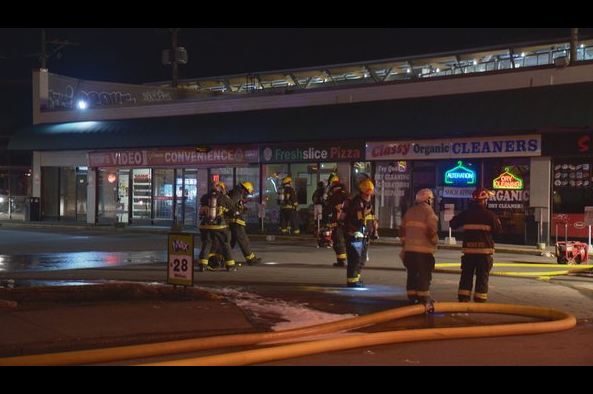 Crews battled a large fire at a sushi restaurant in Vancouver early Wednesday morning.