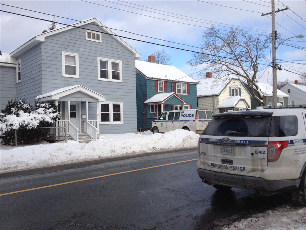 An HRP vehicle is seen in the 0-100 block of Thistle Street in Dartmouth where a stabbing happened on February 12. 