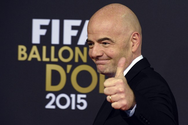In this Jan. 11, 2016 file photo, UEFA secretary general Gianni Infantino arrives to the FIFA Ballon d'Or awarding ceremony in Zurich, Switzerland. The Sepp Blatter era at FIFA is set to finally end Friday, Feb. 26, 2016 and Infantino is a front-runner to replace him.