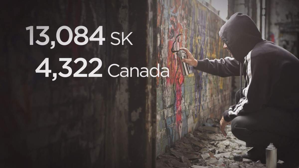 In terms of overall crime, 13,084 Saskatchewan youth were accused of a non-traffic crime, more than triple the national figure.