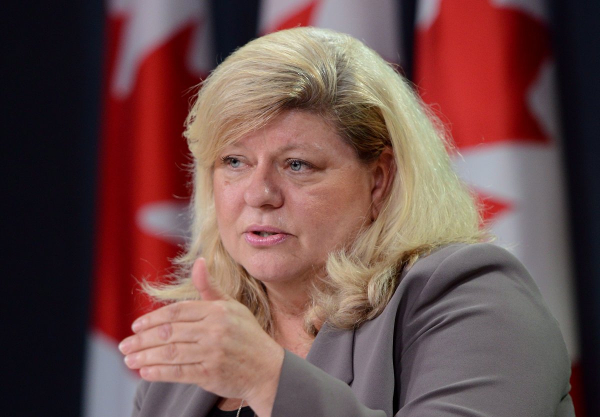 Sue O'Sullivan, Canada's Federal Ombudsman for Victims of Crime, holds a press conference at National Press Theatre in Ottawa on May 13,2014.