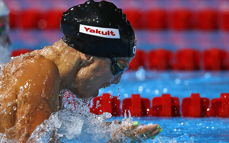 Russia's Yuliya Efimova swims in a women's 50m breaststroke heat at the FINA Swimming World Championships in Barcelona, Spain. The swimmer was later banned for 16 months for doping and her record time voided. 