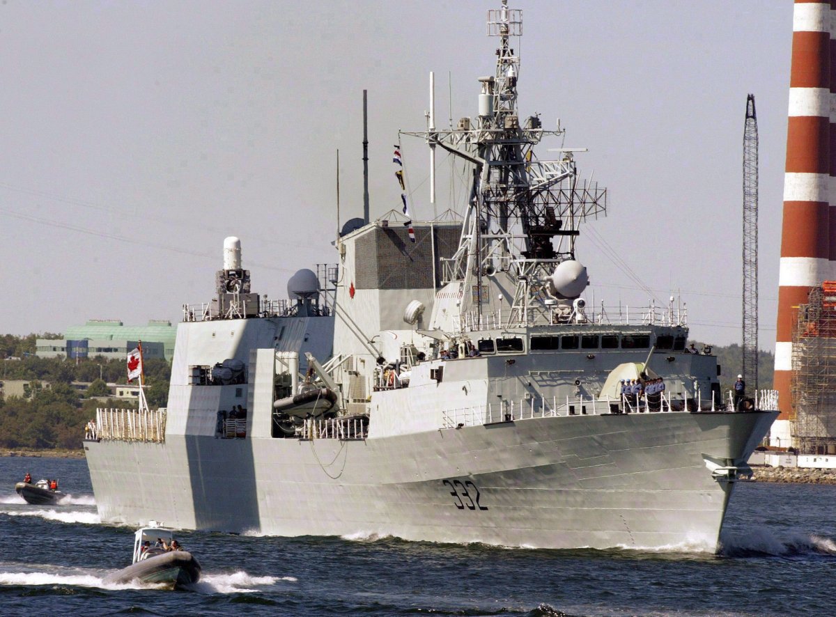 HMCS Ville de Quebec sails up the Halifax harbour on Sept. 6, 2005.