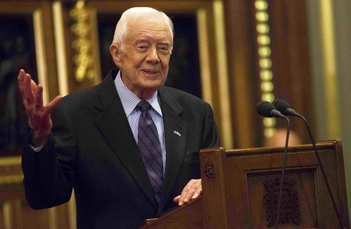 Jimmy Carter, pictured Feb. 3, 2016, had announced in August that he had been diagnosed with melanoma that had spread to his brain.