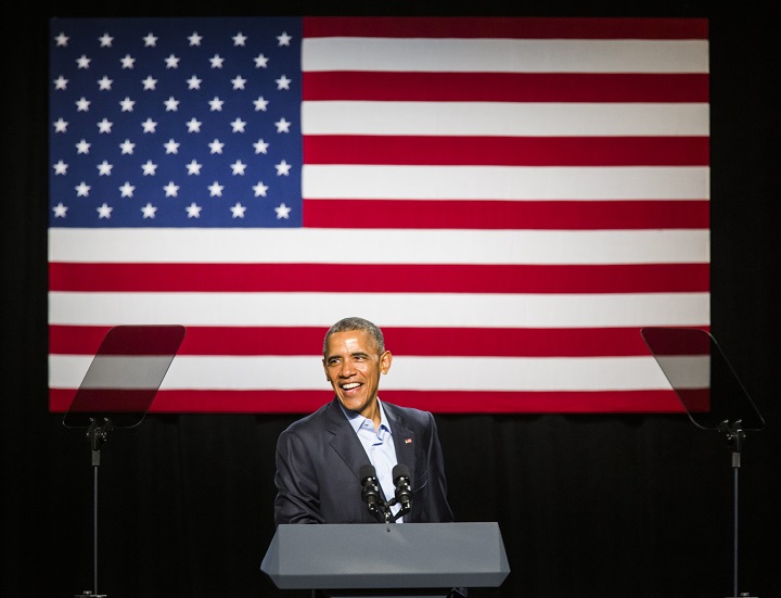 President Barack Obama speaks at a Democratic National Committee (DNC) fundraiser at Gilley's Club in Dallas, Saturday, March 12, 2016.