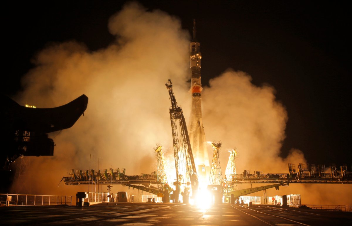 The Soyuz-FG rocket booster with Soyuz TMA-20M space ship carrying a new crew to the International Space Station, ISS, blasts off at the Russian leased Baikonur cosmodrome, Kazakhstan, Saturday, March 19, 2016. The Russian rocket carries NASA astronaut Jeff Williams and Russian cosmonauts, Oleg Skripochka and Alexei Ovchinin of Roscosmos. 