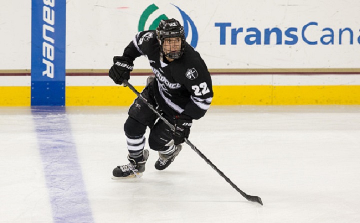 Brandon Tanev skates before an NCAA hockey game between Providence College and Boston College on January 8, 2016.