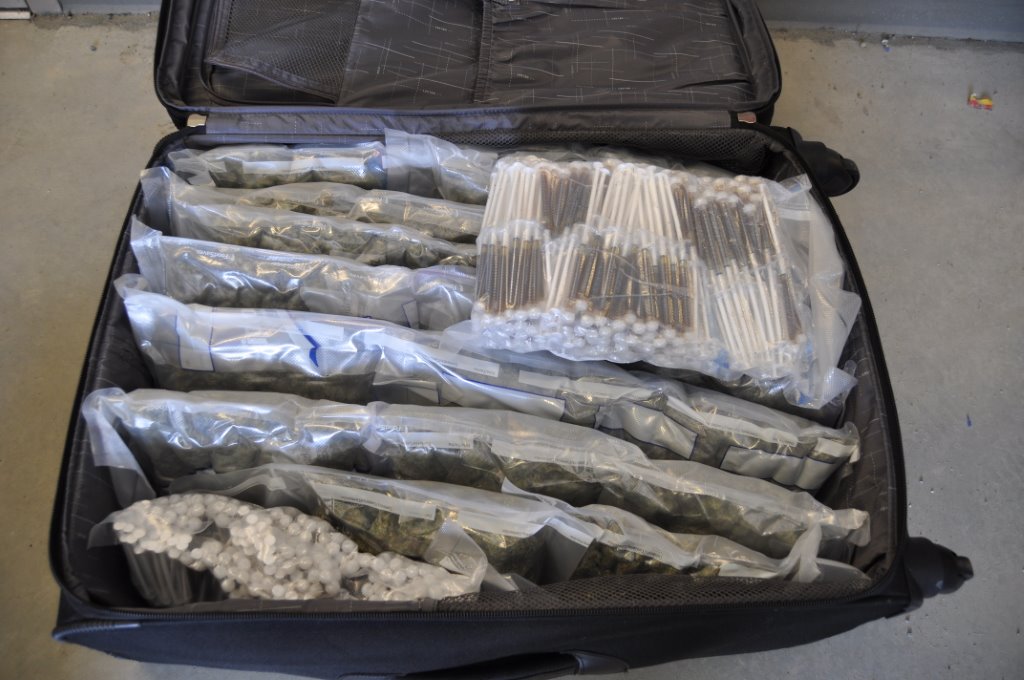 Trans Canada East Traffic Services display drugs seized near Field, B.C. on March 2, 2016. 