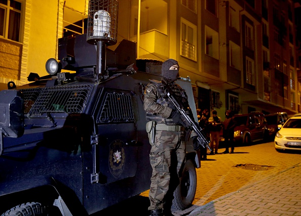Istanbul Police Department's Anti-Terrorism Unit conduct a riot and special operation supported anti-terror operation in 16 districts in Istanbul, Turkey on March 16, 2016.  (Photo by Islam Yakut/Anadolu Agency/Getty Images).
