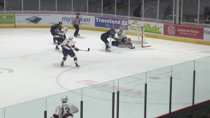 The Regina Pats downed the Saskatoon Blades 5-3 in a game marked by a line brawl.