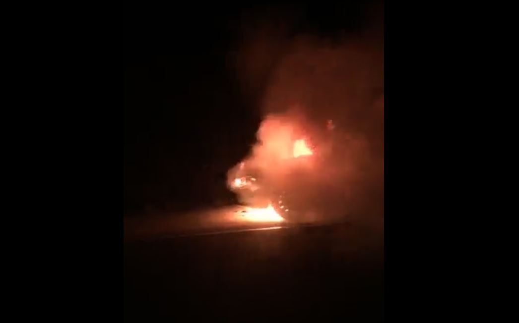 Vernon car fire briefly closes Highway 97 - image