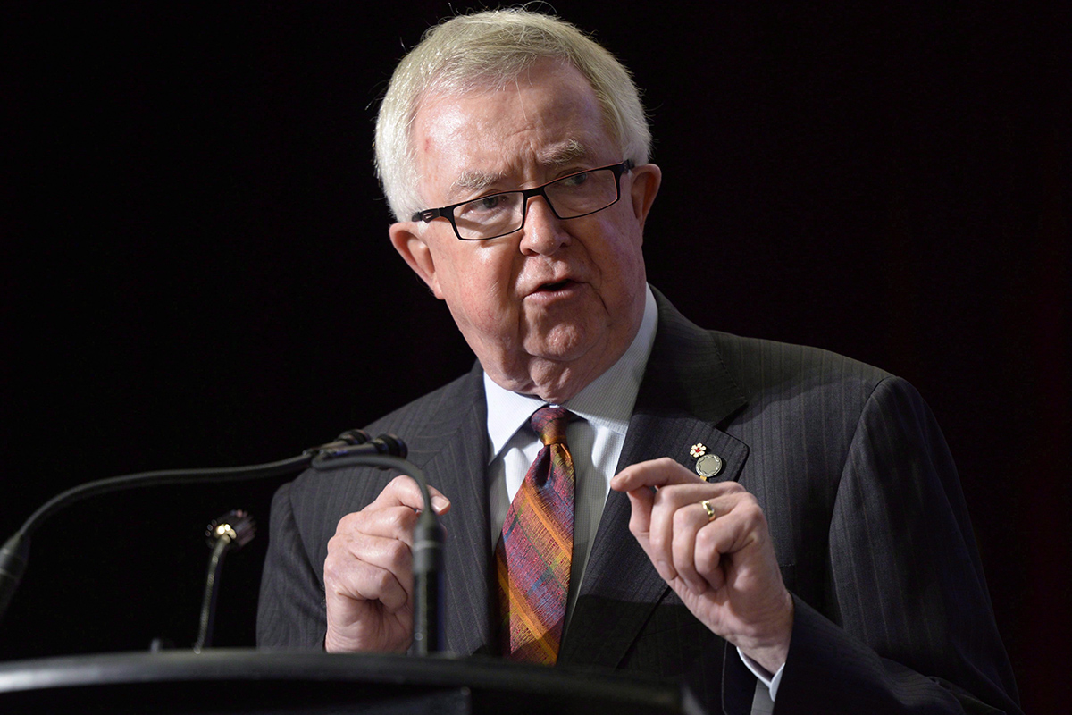 Former Prime Minister Joe Clark speaks at the Truth and Reconciliation Commission in Ottawa on June 2, 2015. 