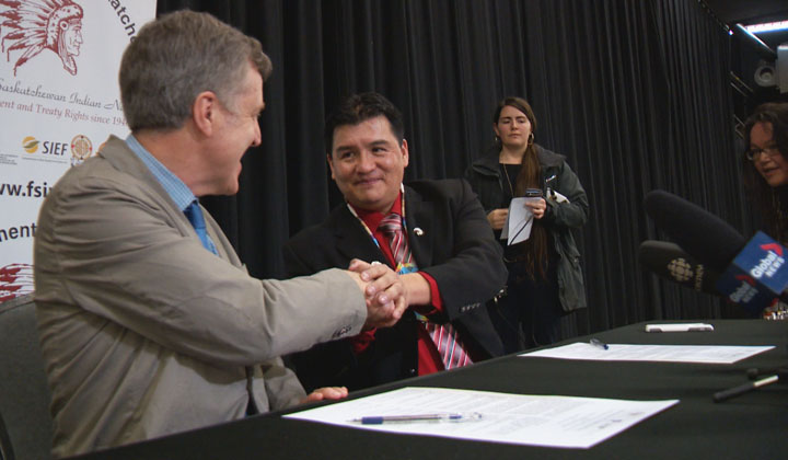 FSIN and Canadian Light Source sign agreement in Saskatoon to enhance First Nation learning in the field of science.