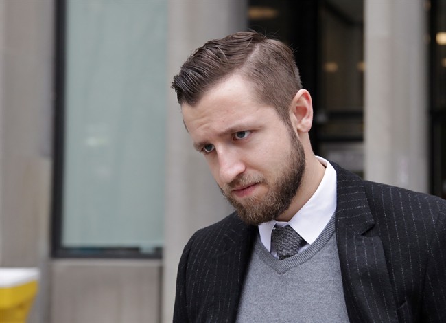 Vice Media reporter Ben Makuch leaves Ontario Superior Court in Toronto on Monday, Feb. 29, 2016.