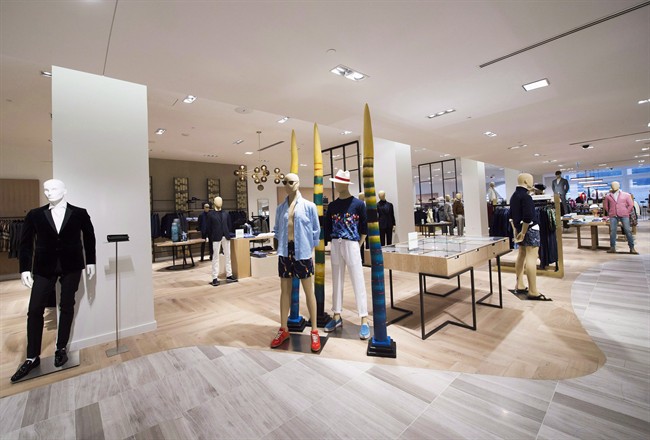 Men's clothes are shown inside Saks Fifth Avenue, the company's store in downtown Toronto on Tuesday, February 16, 2016.