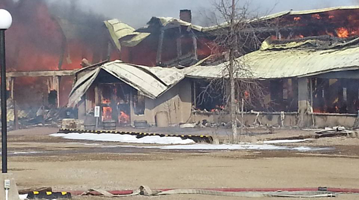 Social media reports say a large fire has destroyed the Eco-Centre in Craik.