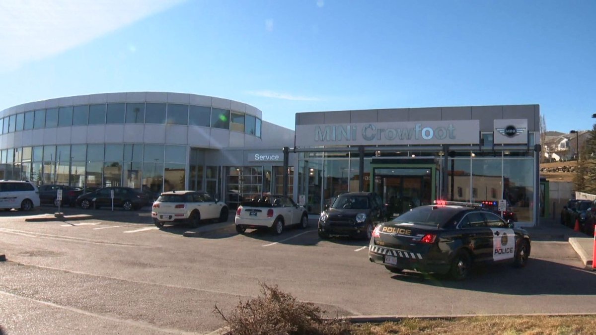 Police were called to a car dealership in the 600 block of Crowfoot Crescent N.W. at around 1 p.m. on Tuesday, March 29, 2016 for reports of a stabbing. 