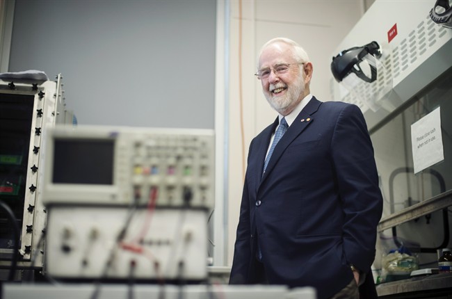 Dr. Arthur McDonald, Dalhousie University alumnus and co-recipient of the 2015 Nobel Prize in Physics, laughs while posing at the university, in Halifax on Monday, March 14, 2016. 