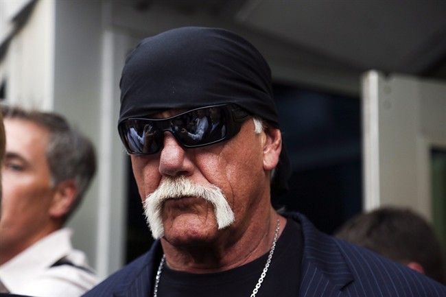 Hulk Hogan, whose given name is Terry Bollea walks out of the courthouse on March 18, 2016, in St. Petersburg, Fla. Bollea is launching a second lawsuit against gossip website Gawker.