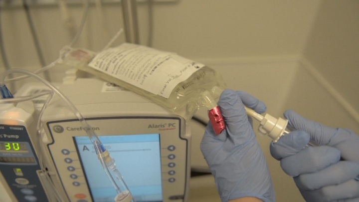 Preparing a patient’s medication for an immunotherapy treament.