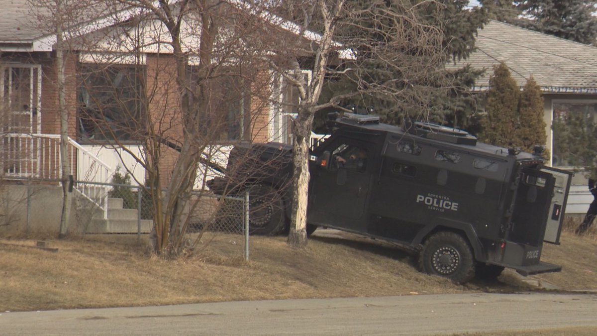 Member of the EPS Tactical Unit respond to a call at a home in northeast Edmonton.