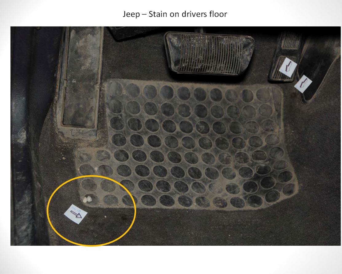 Possible blood stains found in Sheena Cuthill's Jeep are now among several key pieces of forensic evidence in Ryan Lane murder trial.