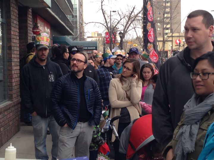 The lineup sprawled across two blocks at the King of Donair pop-up in Calgary's Kensington neighbourhood March 4, 2016.