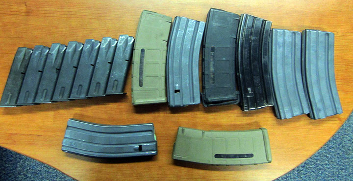 Gun magazines seized by Canadian Border Services Agency officers.