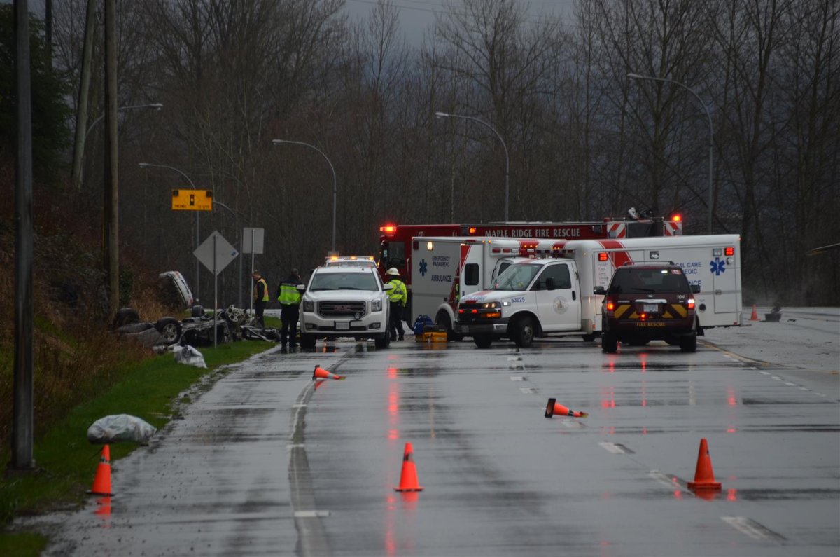 One person is dead after a collision in Maple Ridge.