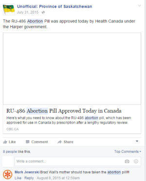 Social media post from dismissed NDP candidate Mark Jeworski