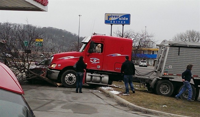 Mankato police said the idling truck apparently was put into gear, then went through a parking lot, across the street and over a curb.