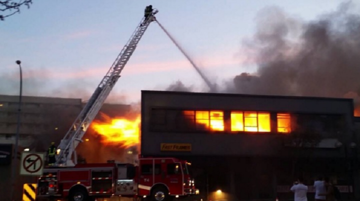 Crews are battling a major fire in downtown Nanaimo.