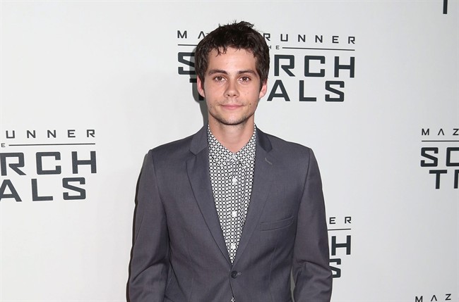 FILE - In this Sept. 15, 2015 photo, Dylan O'Brien attends the premiere of "Maze Runner: The Scorch Trials" in New York.
