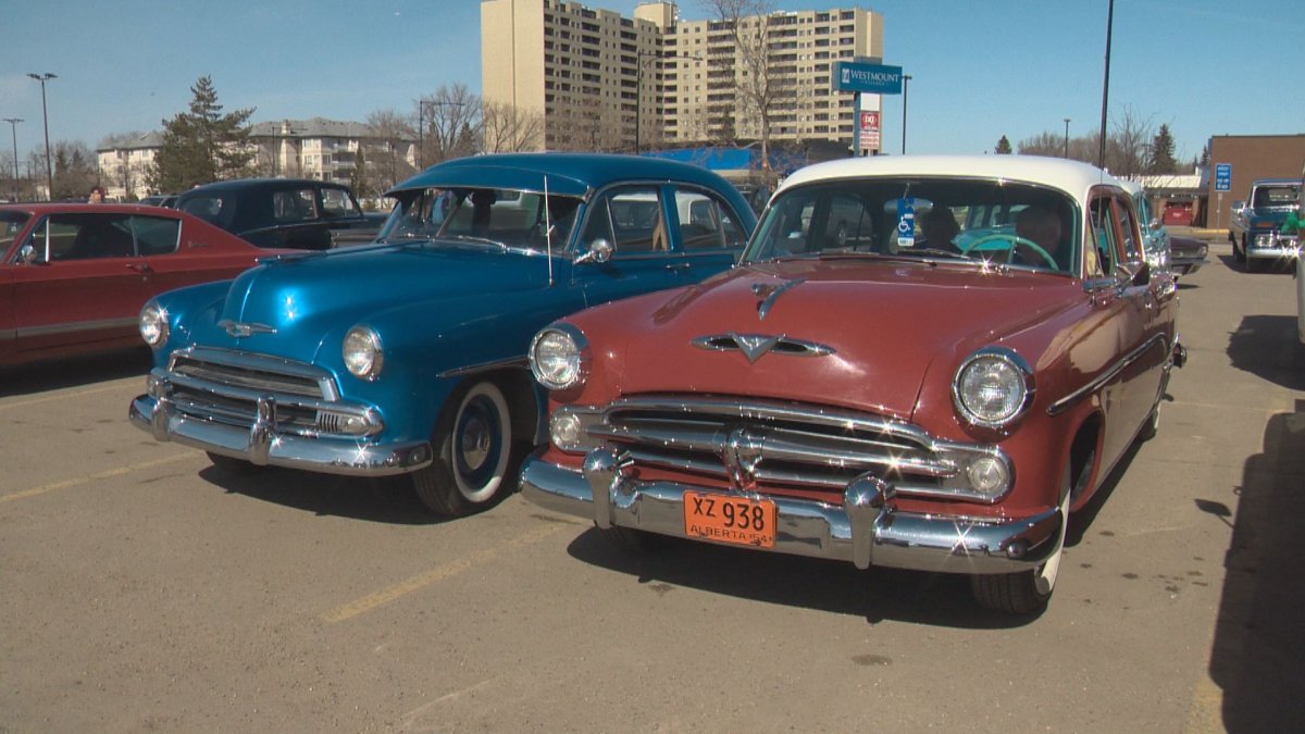 Antique cars gathered before parading around Edmonton on Easter Sunday.