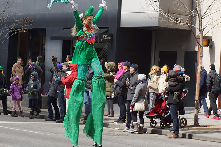 Street performers participated in the St. Patrick's Day Parade on March 15, 2015 in Toronto, Ontario.