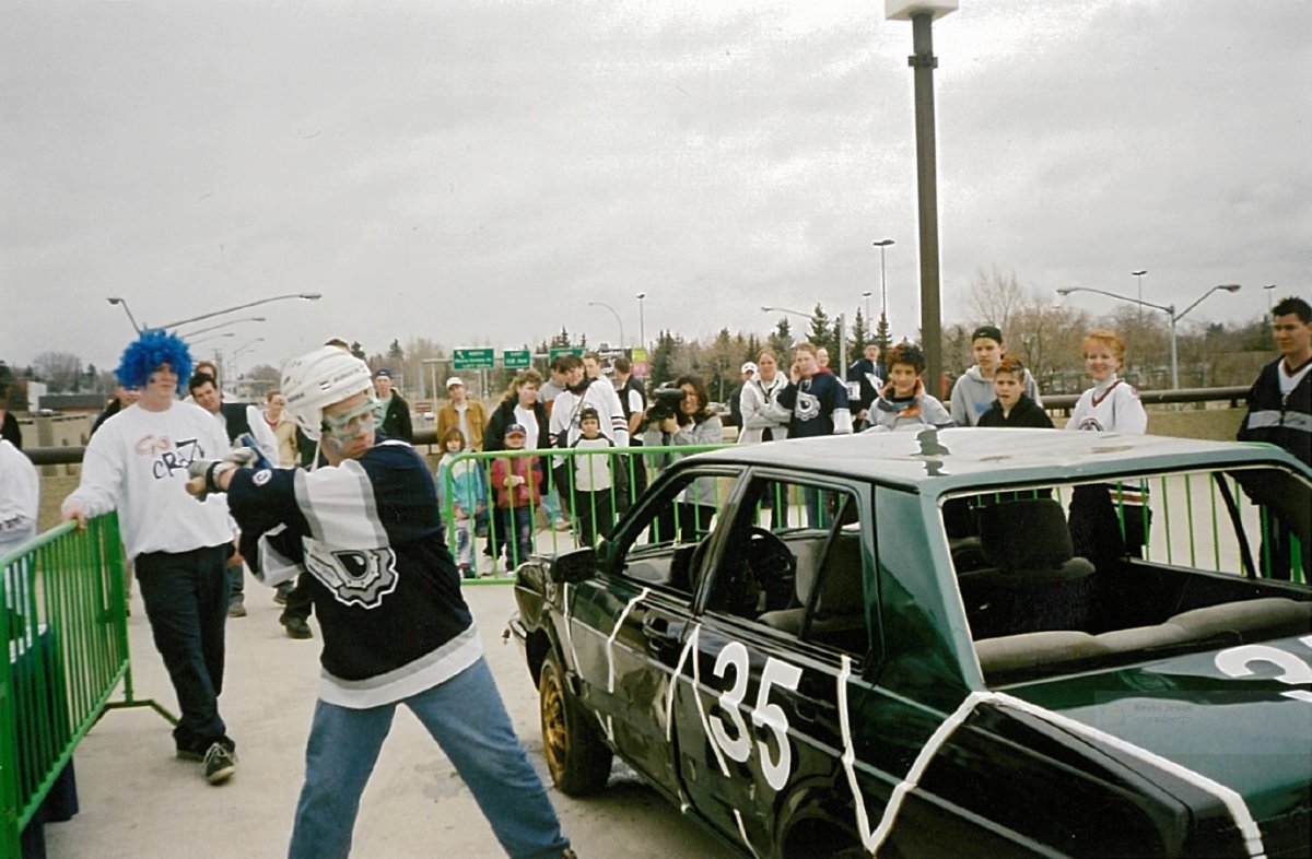 Pre-Game festivities outside Rexall Place during 2003 Stanley Cup Playoffs.