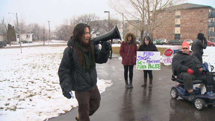 Dozens of protesters were out Tuesday in Saskatoon, marking International Police Day Against Police Brutality by rallying against carding.