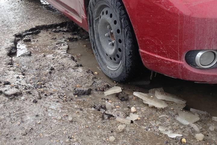 A pothole is shown in a file photo. Mayor Eisenberger's motion to spend an additional $19.4 on Hamilton's crumbling roads has been approved during budget deliberations.