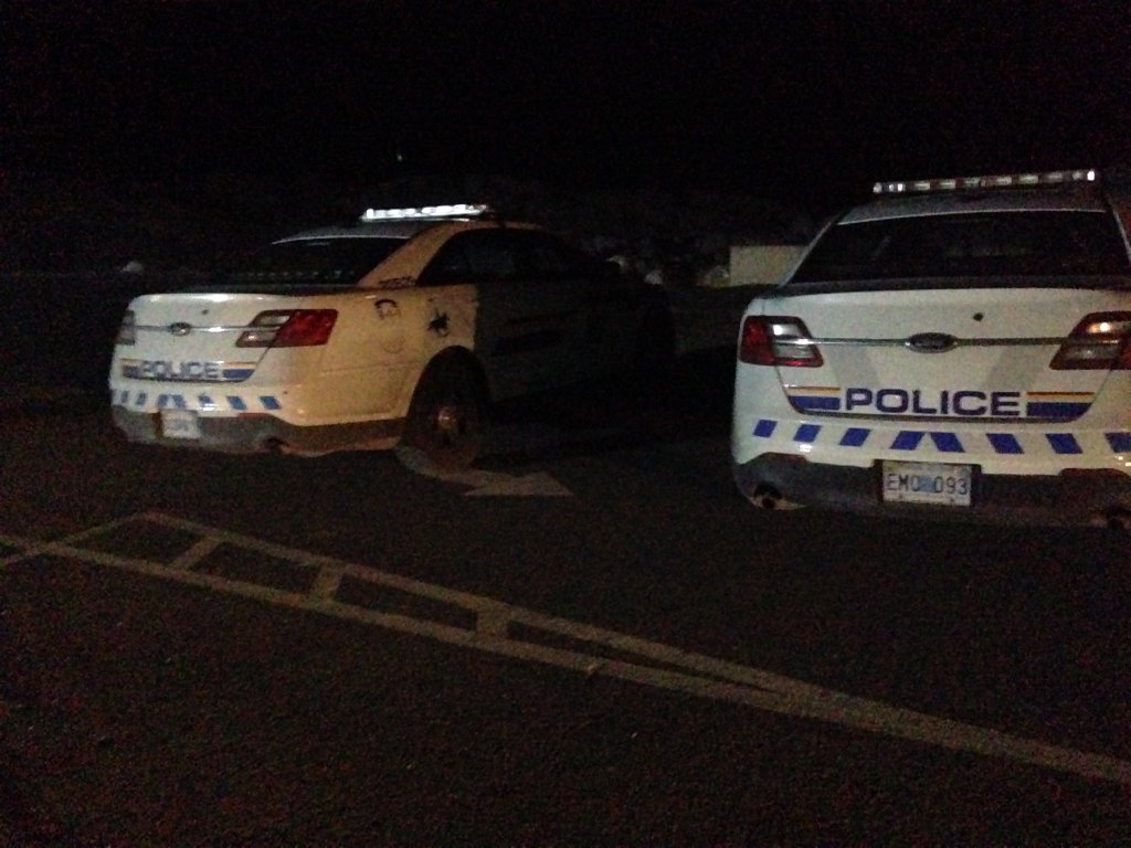RCMP cruisers on the scene of what turned out to be false reports of a plane going down near Peggy's Cove, Nova Scotia. 
