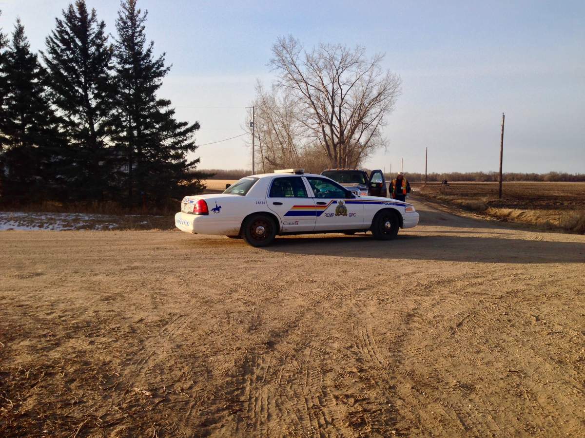 Manitoba RCMP arrive on scene in Austin, Man. Thursday morning, driving towards Chase Martens’ house. The search for the missing two-year-old continues.