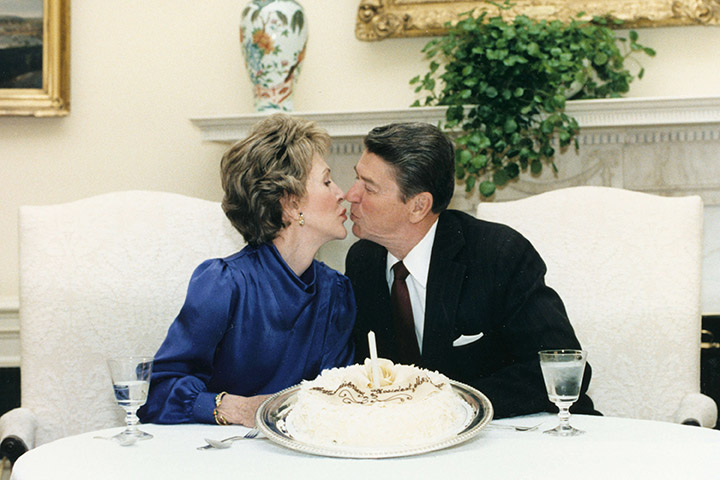 Former U.S. President Ronald Reagan and  former First Lady Nancy Reagan celebrate their 50th anniversary on March 4th 2002. 