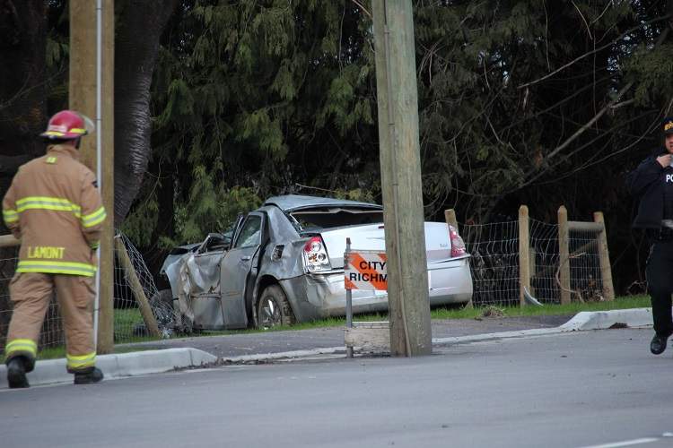 First responders at the scene of a crash in Richmond on Sunday, March 6.