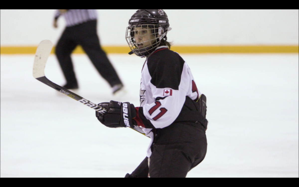 Jenna Pietrantonio playing hockey in 2013.