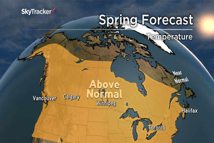 Good news: It looks like most of Canada is in for a warmer spring, according to Global’s chief meteorologist Anthony Farnell.
