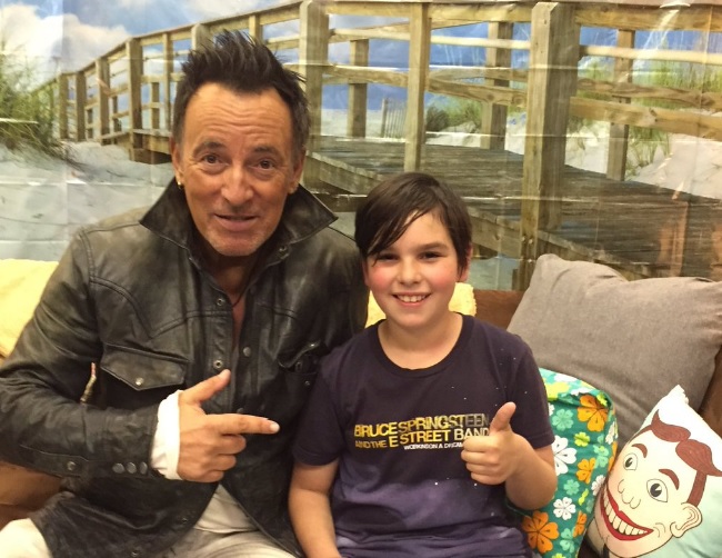 Bruce Springsteen and young fan Xabi Glovsky.